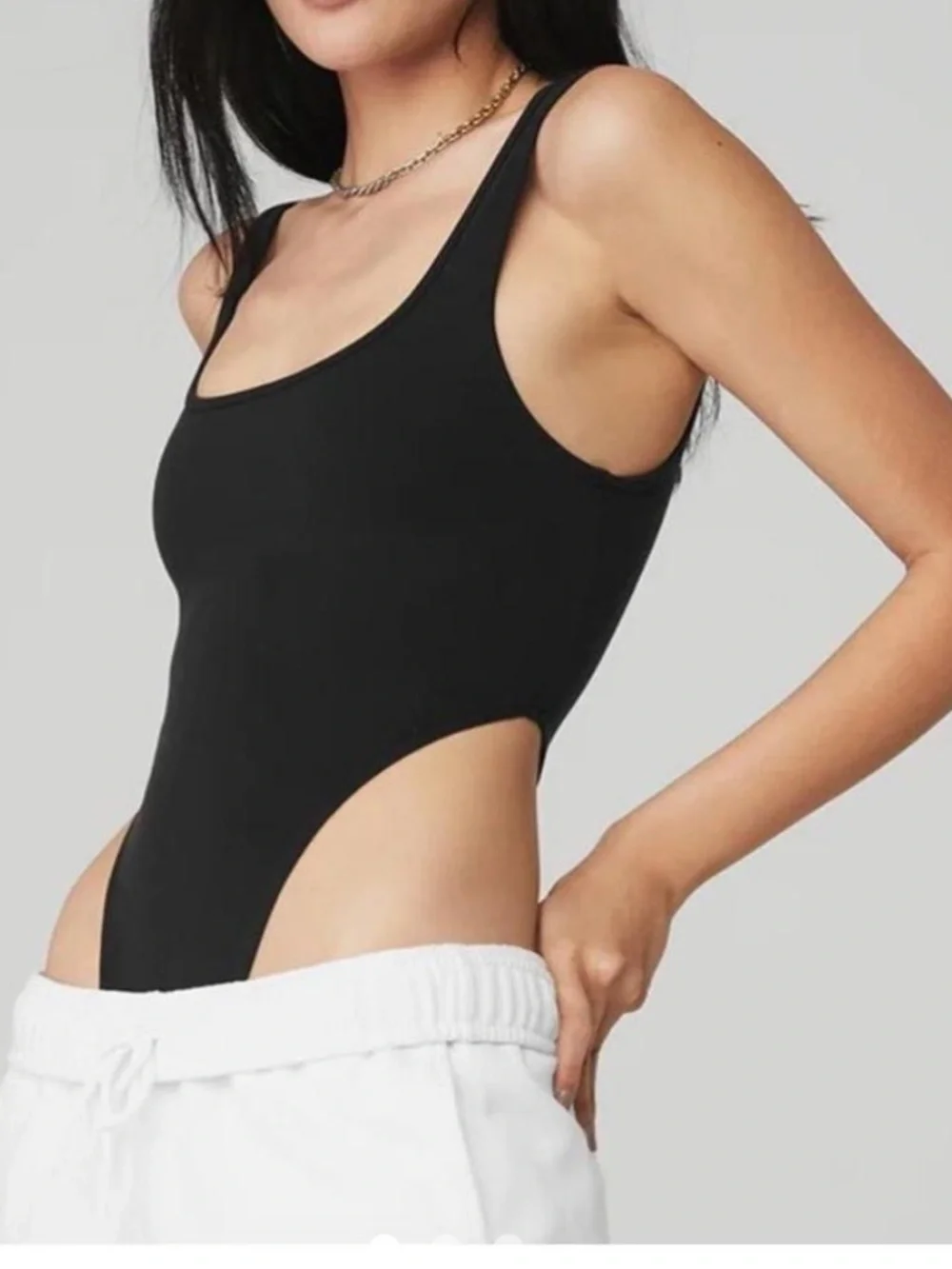 ALO Yoga Black Tank Top with White Logo